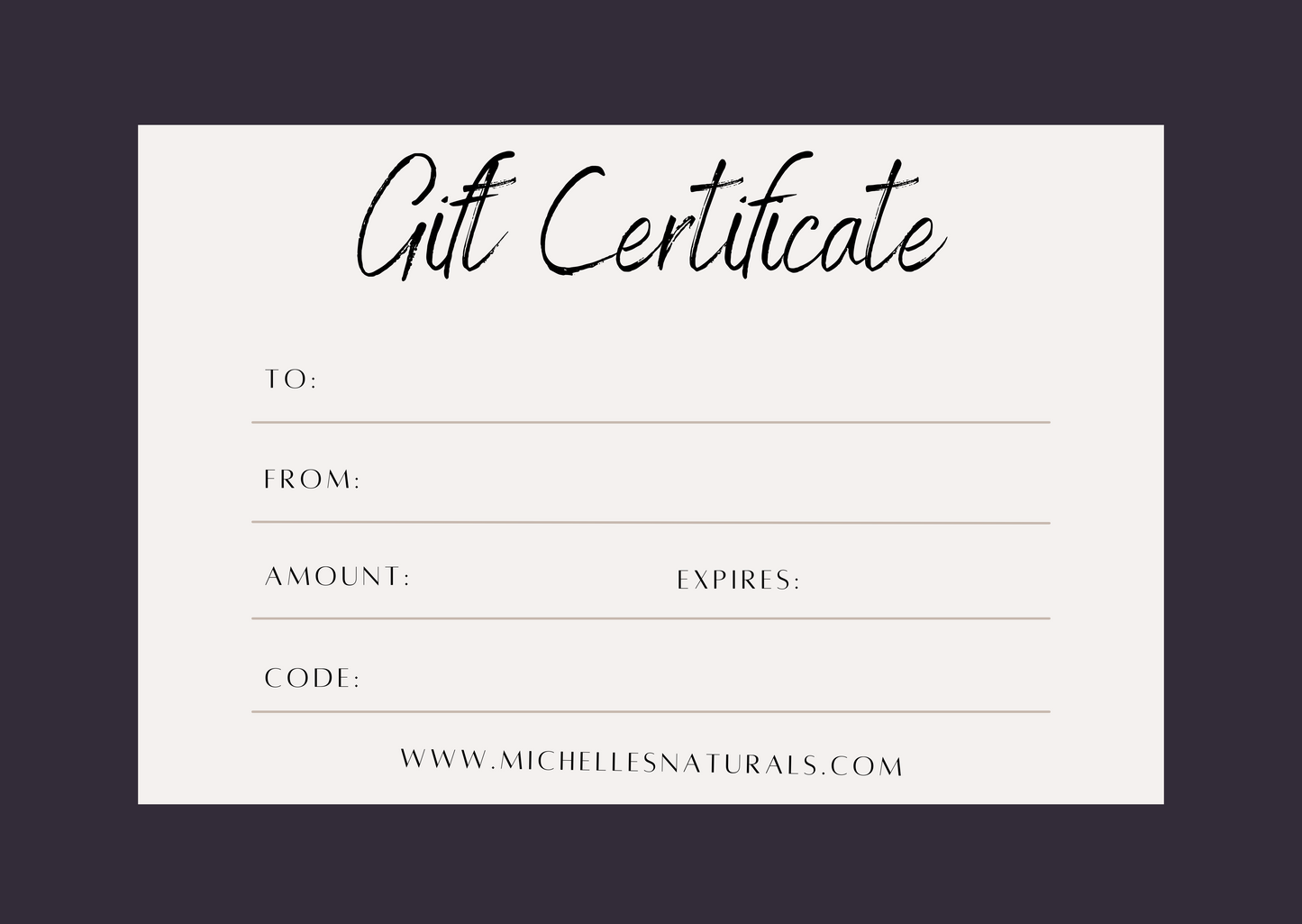 Michelle's Naturals Gift Card